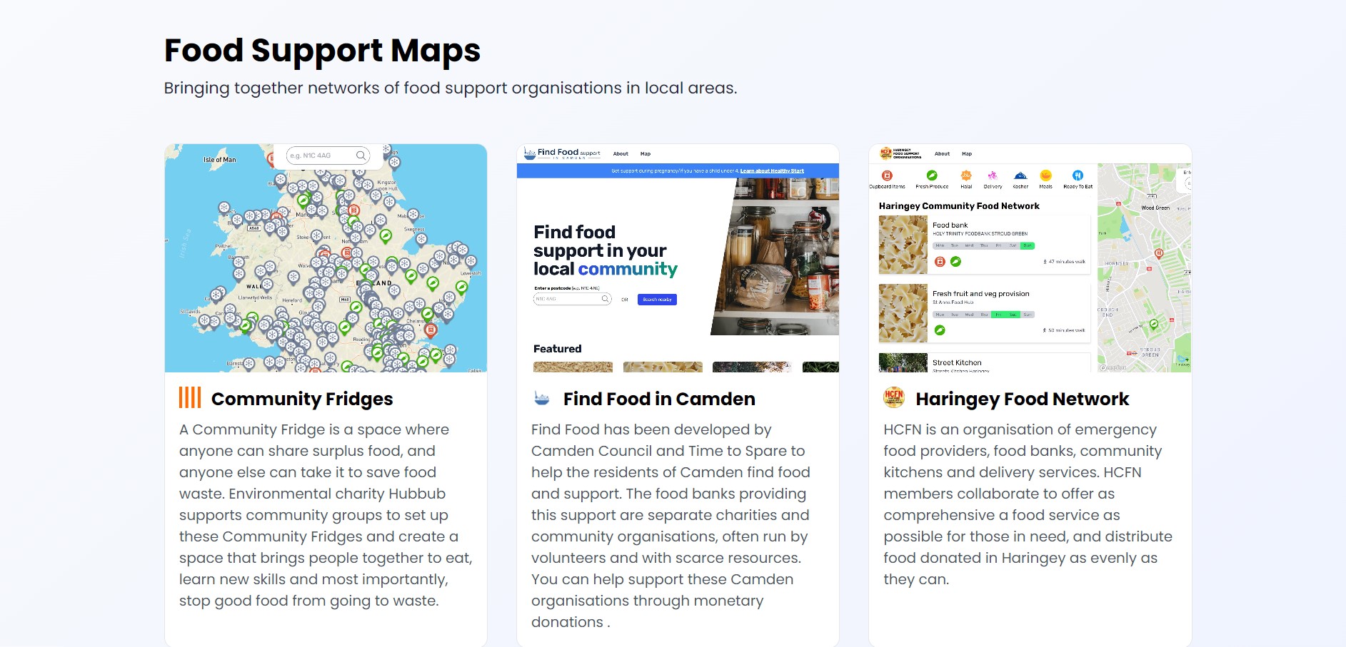 A food support map built on Plinth